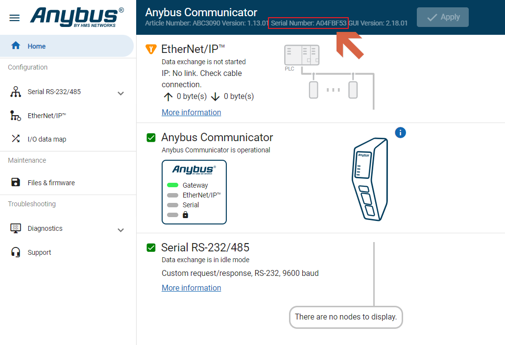 How to find gateway serial number (ABCxxxx)